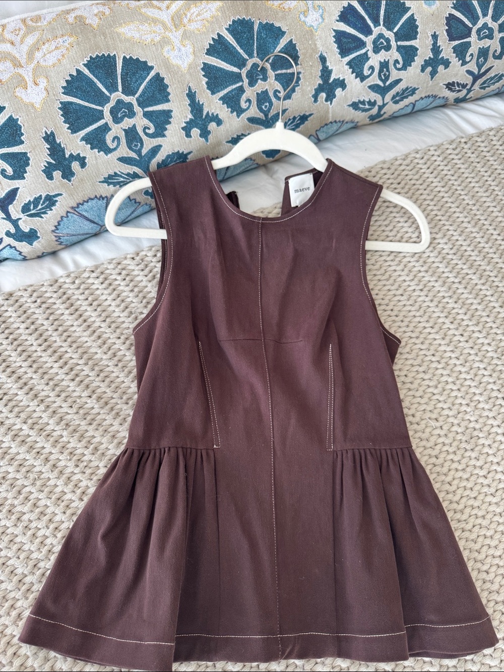 NWOT Maeve Chocolate Brown Sleeveless Peplum Top